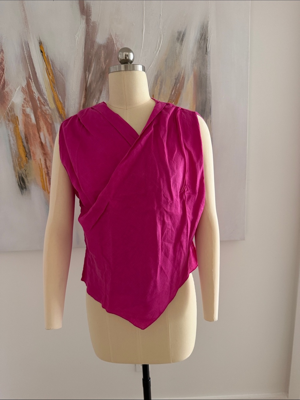 Massimo Dutti Sleeveless Wrap-Style Camisole in Fuchsia